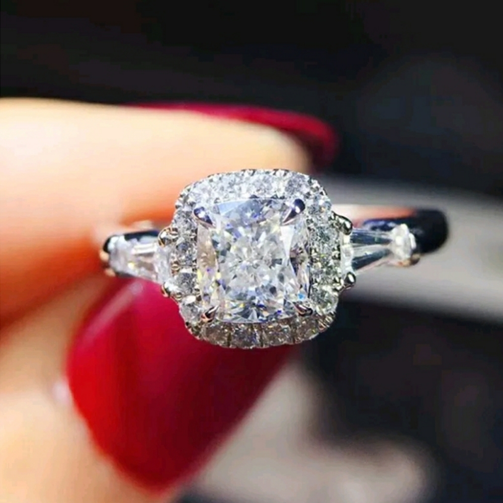 1.5ct HALO White Sapphire Bridal Ring